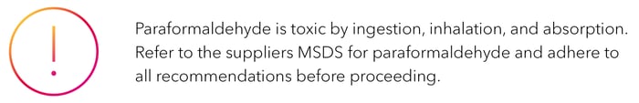 Paraformaldehyde is toxic by ingestion, inhalation, and absorption. Refer to the suppliers MSDS for paraformaldehyde and adhere to all recommendations before proceeding.