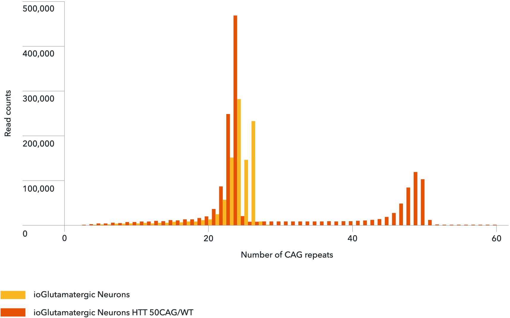 bit.bio Glutamatergic Neurons HD model genotype validation of the number of CAG repeats