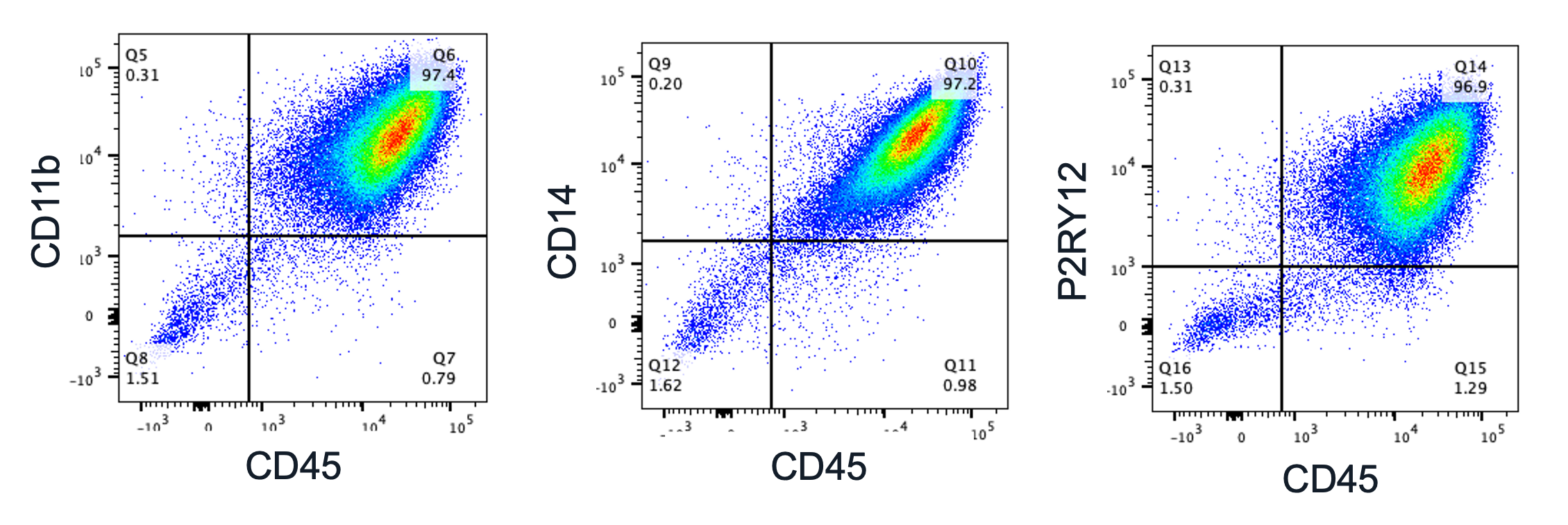 micrgolia male express p2ry12 cd14 cd11b cd45 flow cytometry