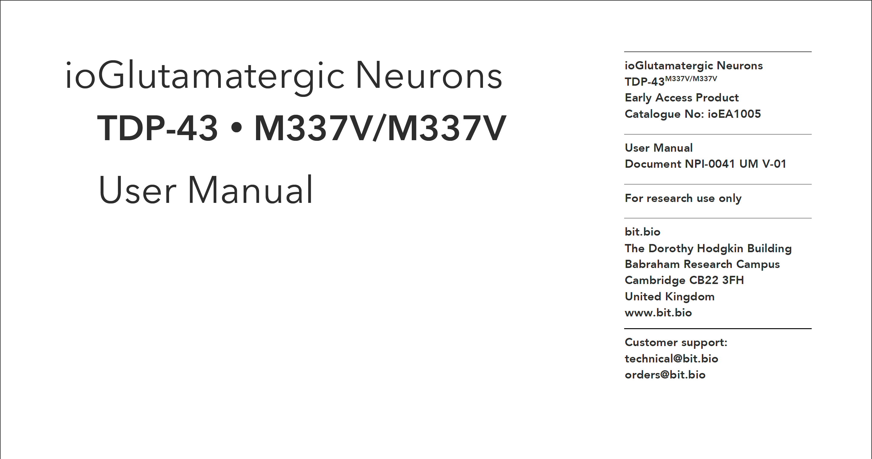 TDP-43 M337V/M337V User Manual